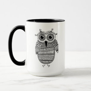 Ethnic Owl Ink Drawing Mug