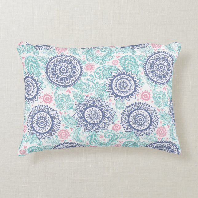 Ethnic Paisley Pattern Accent Pillow (Front)
