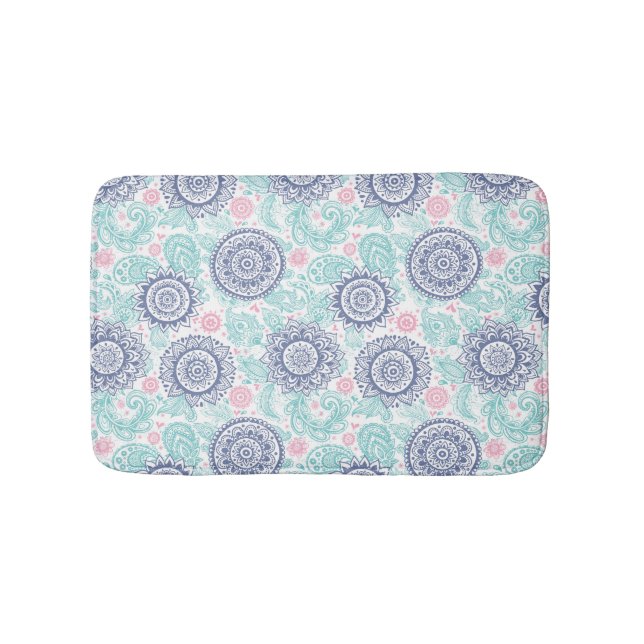Ethnic Paisley Pattern Bathroom Mat (Front)