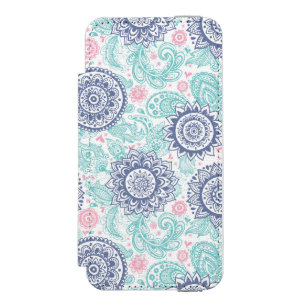 Ethnic Paisley Pattern Wallet Case For iPhone SE/5/5s