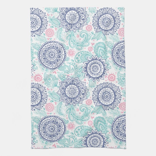 Ethnic Paisley Pattern Kitchen Towel (Vertical)