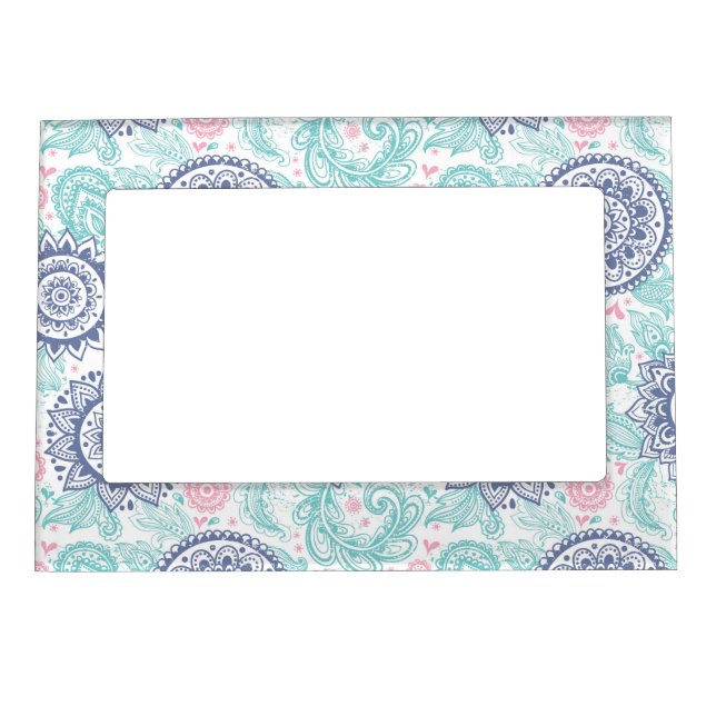 Ethnic Paisley Pattern Magnetic Photo Frame (Front)