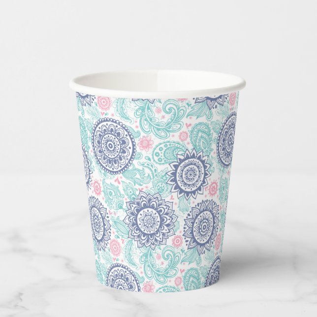Ethnic Paisley Pattern Paper Cups (Left)