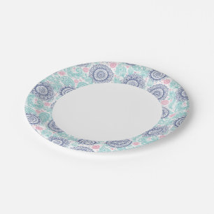 Ethnic Paisley Pattern Paper Plates
