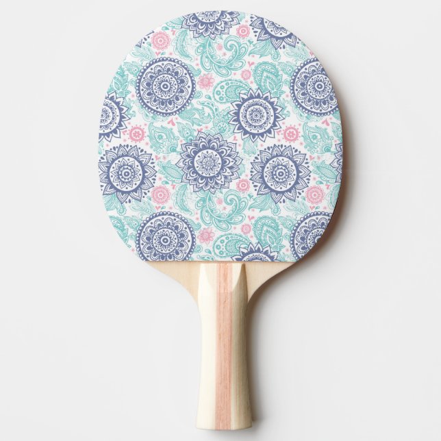 Ethnic Paisley Pattern Ping-Pong Paddle (Front)