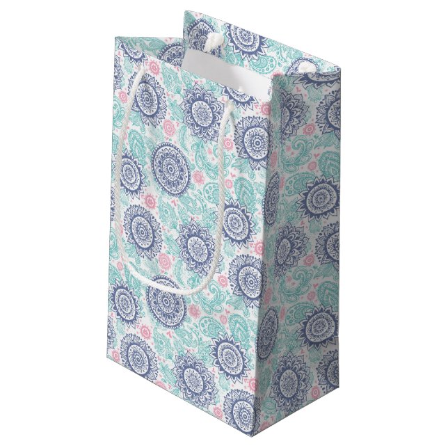 Ethnic Paisley Pattern Small Gift Bag (Back Angled)