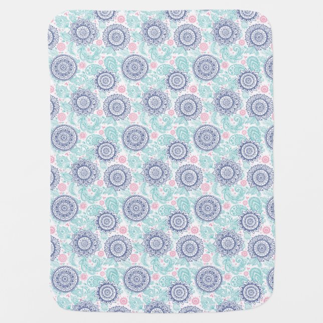 Ethnic Paisley Pattern Swaddle Blanket (Front)