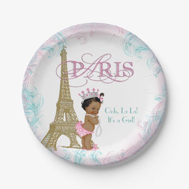 Ethnic Paris Baby Shower Paper Plates (Front)
