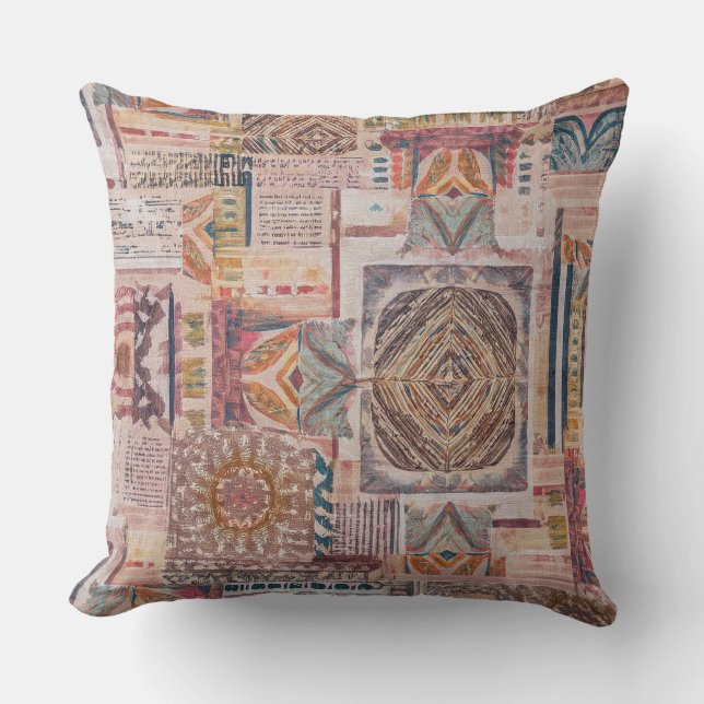Ethnic Patchwork Abstract Pillow (Front)