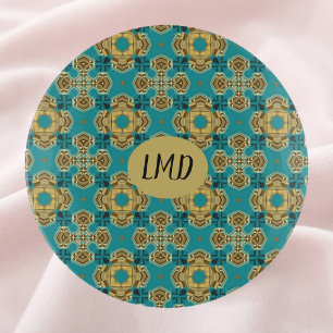 Ethnic Pattern Blue Green Moroccan Tile Trinket Tray