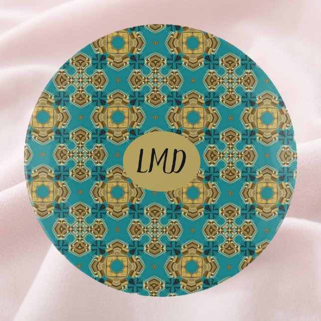 Ethnic Pattern Blue Green Moroccan Tile Trinket Tray (Creator Uploaded)