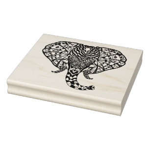 Ethnic Pattern Elephant Rubber Stamp