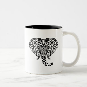 Ethnic Pattern Elephant Two-Tone Coffee Mug