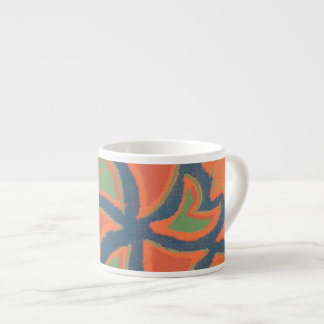 Ethnic Pattern Espresso Mug, Orange, Dark Blue Espresso Cup