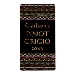 Ethnic Pattern Homemade Wine Labels