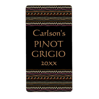 Ethnic Pattern Homemade Wine Labels