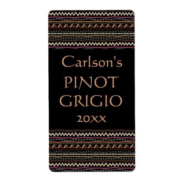 Ethnic Pattern Homemade Wine Labels (Front)