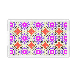 Ethnic Pattern with Moroccan Motifs Acrylic Tray