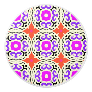 Ethnic Pattern with Moroccan Motifs Ceramic Knob