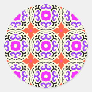 Ethnic Pattern with Moroccan Motifs Classic Round Sticker