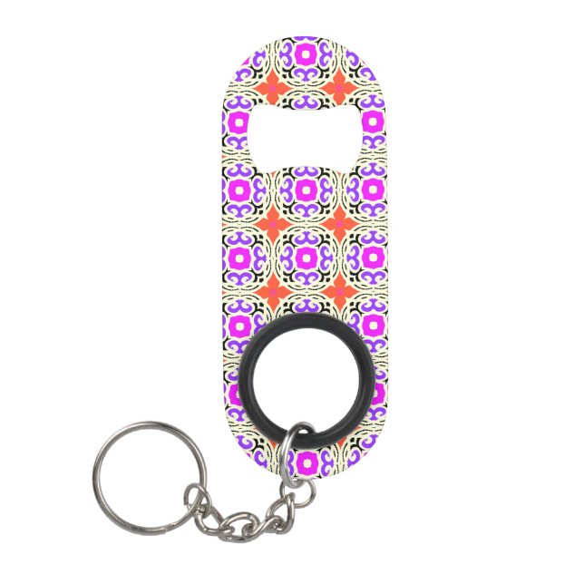 Ethnic Pattern with Moroccan Motifs Keychain Bottle Opener (Front)