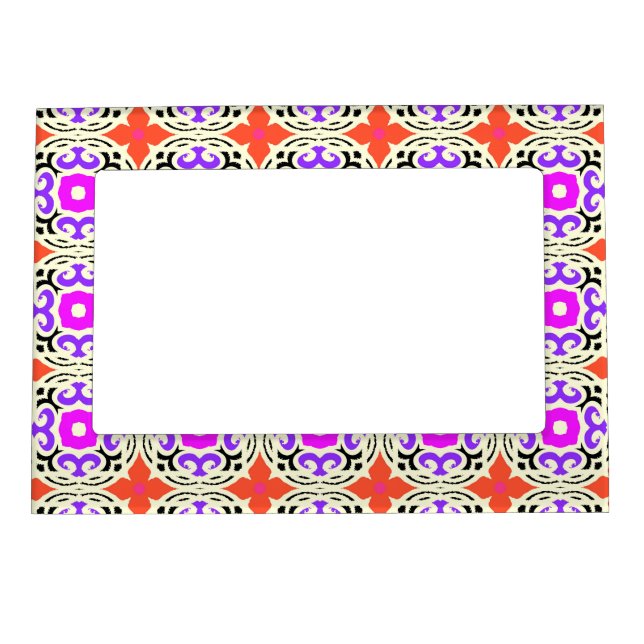 Ethnic Pattern with Moroccan Motifs Magnetic Picture Frame (Front)