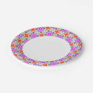Ethnic Pattern with Moroccan Motifs Paper Plates