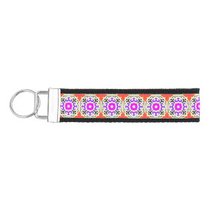 Ethnic Pattern with Moroccan Motifs Wrist Keychain