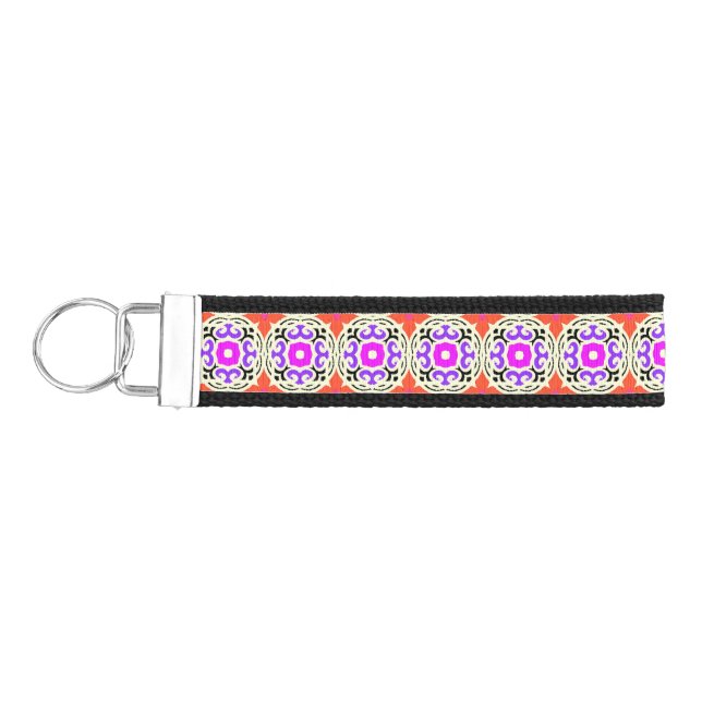 Ethnic Pattern with Moroccan Motifs Wrist Keychain (Keys on Left)