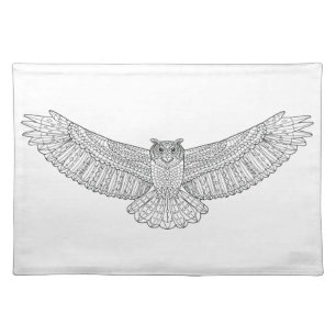 Ethnic Patterned Eagle Owl Cloth Placemat