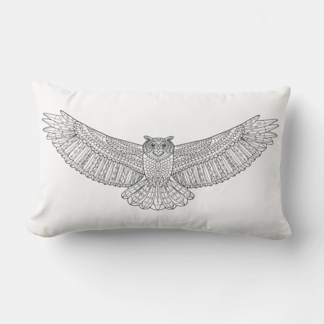 Ethnic Patterned Eagle Owl Lumbar Pillow (Front)