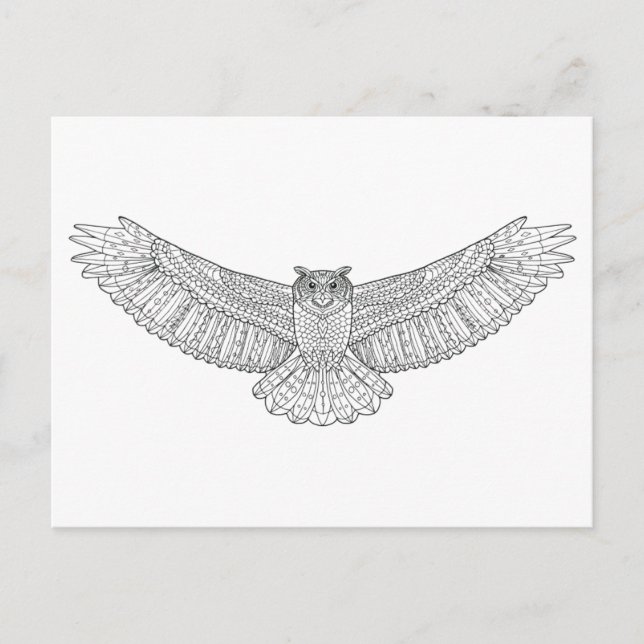 Ethnic Patterned Eagle Owl Postcard (Front)
