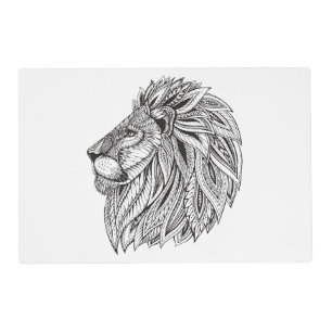 Ethnic Patterned Lion Head Placemat