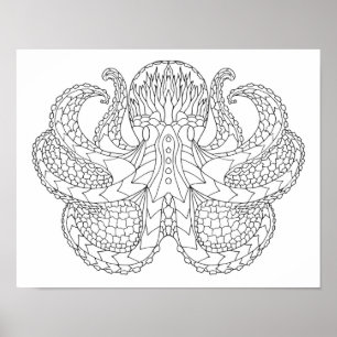 Ethnic Patterned Octopus 2 Poster