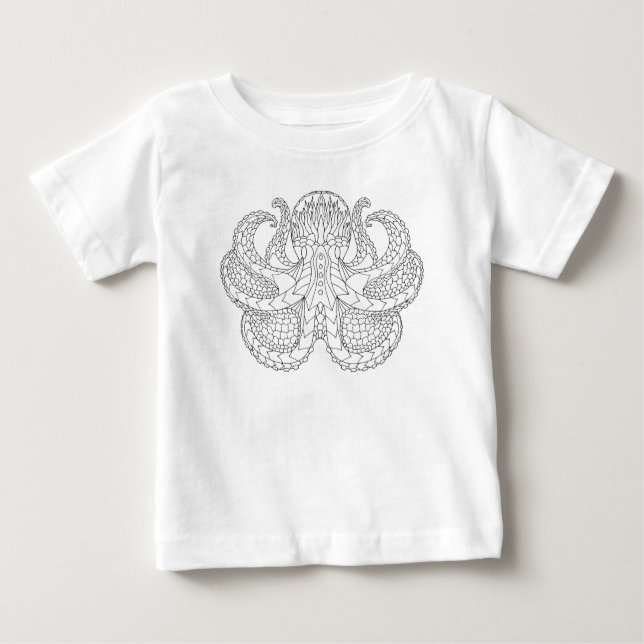 Ethnic Patterned Octopus Baby T-Shirt (Front)