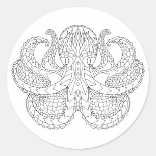 Ethnic Patterned Octopus Classic Round Sticker
