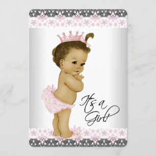 Ethnic Pink and Gray Baby Girl Shower Invitation