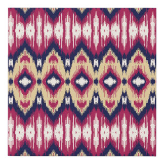 Ethnic pink blue ikat chevron pattern background T Faux Canvas Print