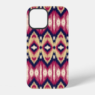 Ethnic pink blue ikat chevron pattern background T iPhone 12 Case