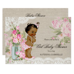 Ethnic Pretty Shabby Chic Lace Floral Baby Shower Invitation
