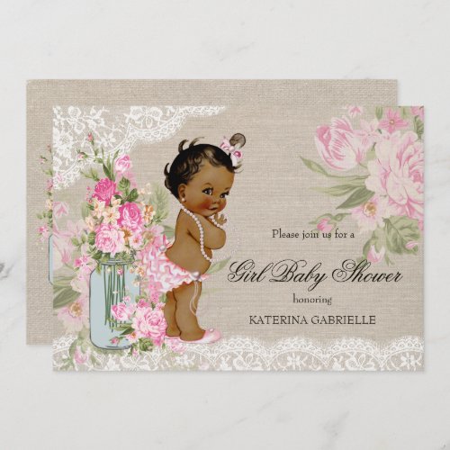 Ethnic Pretty Shabby Chic Lace Floral Baby Shower Invitation