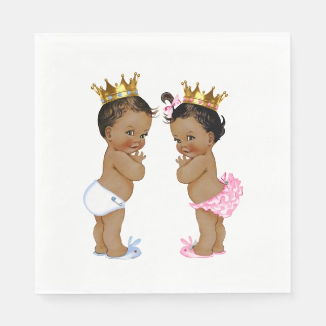 Ethnic Prince and Princess Baby Shower Paper Napkins (Front)