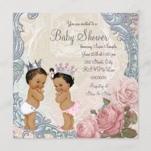 Ethnic Prince and Princess Twin Baby Shower Invitation