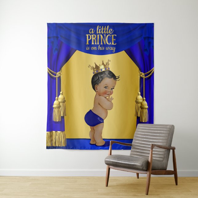 Ethnic Prince Baby Shower Backdrop Banner (In Situ)