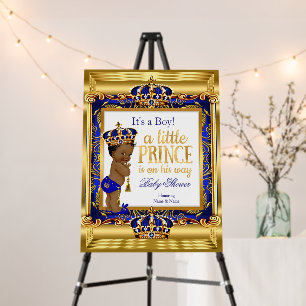 Ethnic Prince Baby Shower Blue Ornate Gold Foam Board
