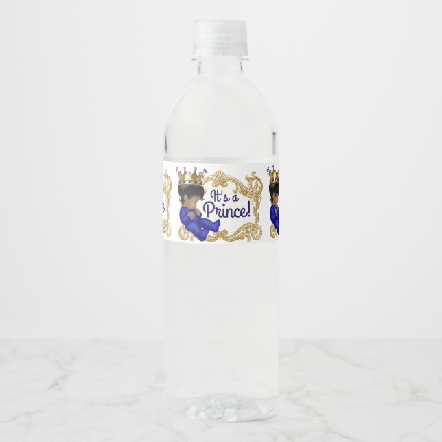 Ethnic Prince Baby Shower Water Bottle Labels (Front)
