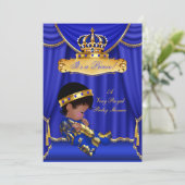 Ethnic Prince Boy Baby Shower Royal Blue Drapes Invitation (Standing Front)