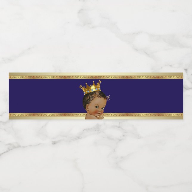 Ethnic Prince Boy Baby Shower Water Bottle Label (Single Label)