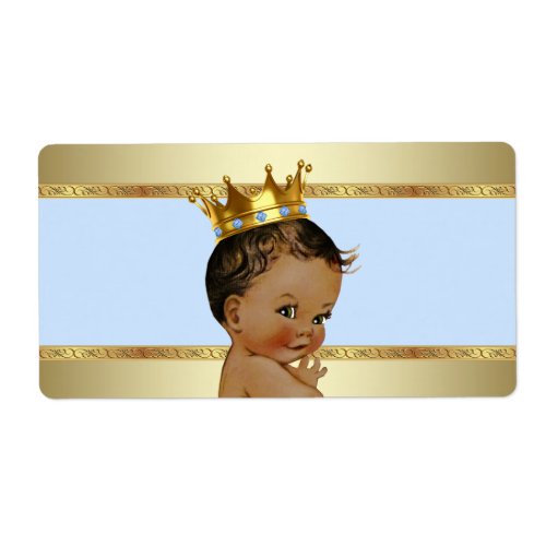 Ethnic Prince Boy Baby Shower Water Bottle Label