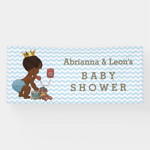 Ethnic Prince on Phone Chevrons Baby Shower Banner